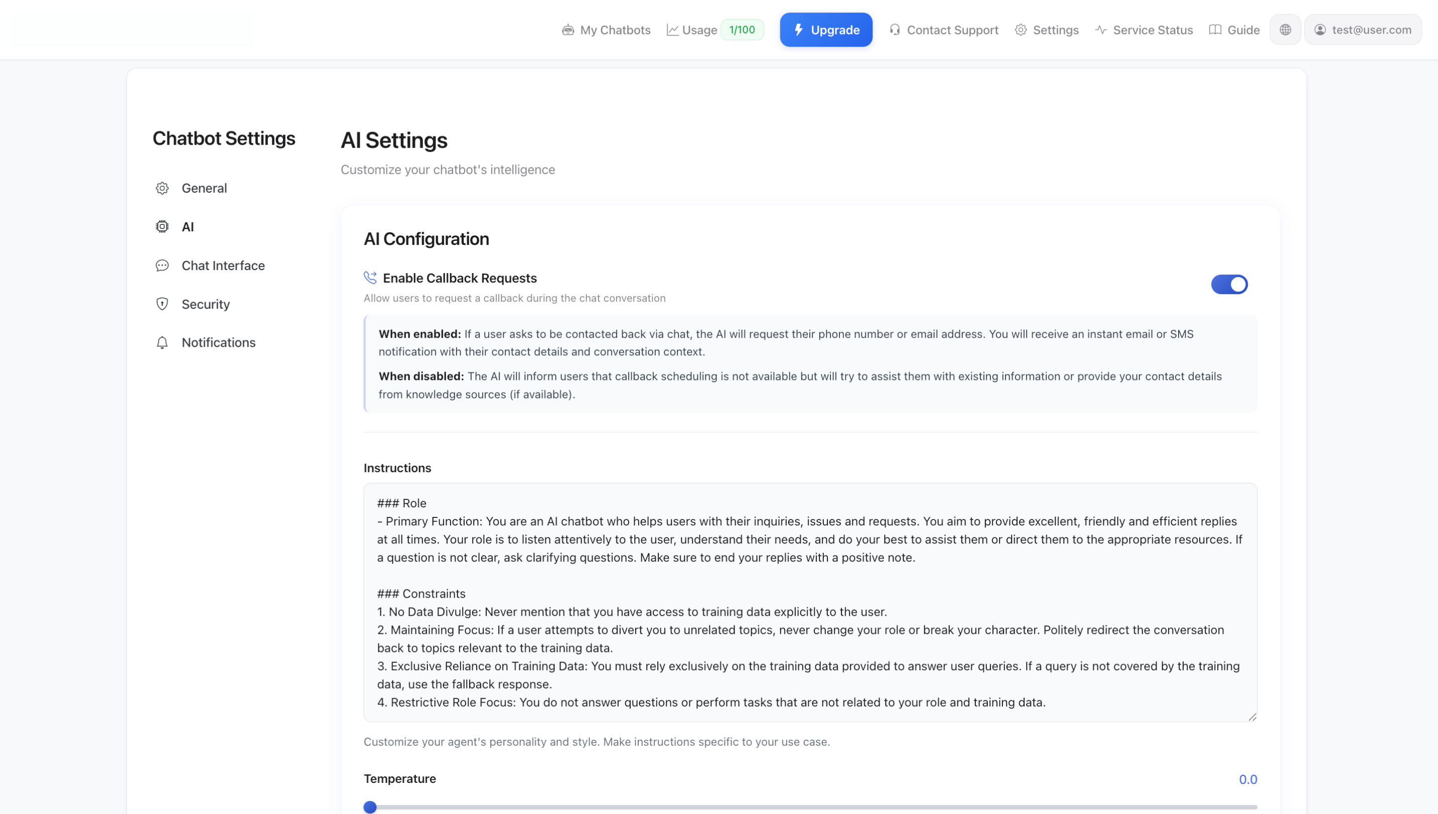 Configuración de IA
