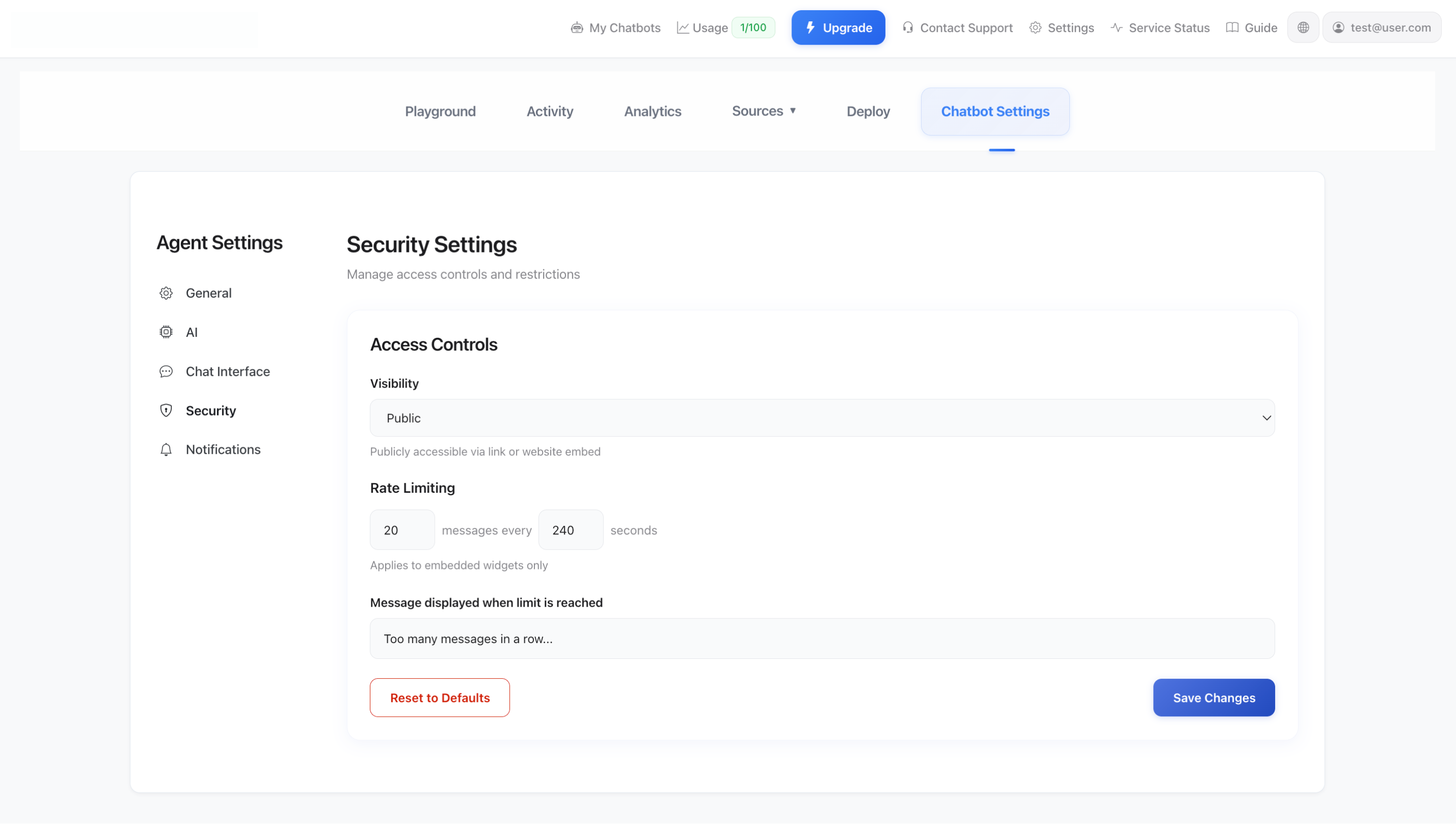 Configuración de seguridad